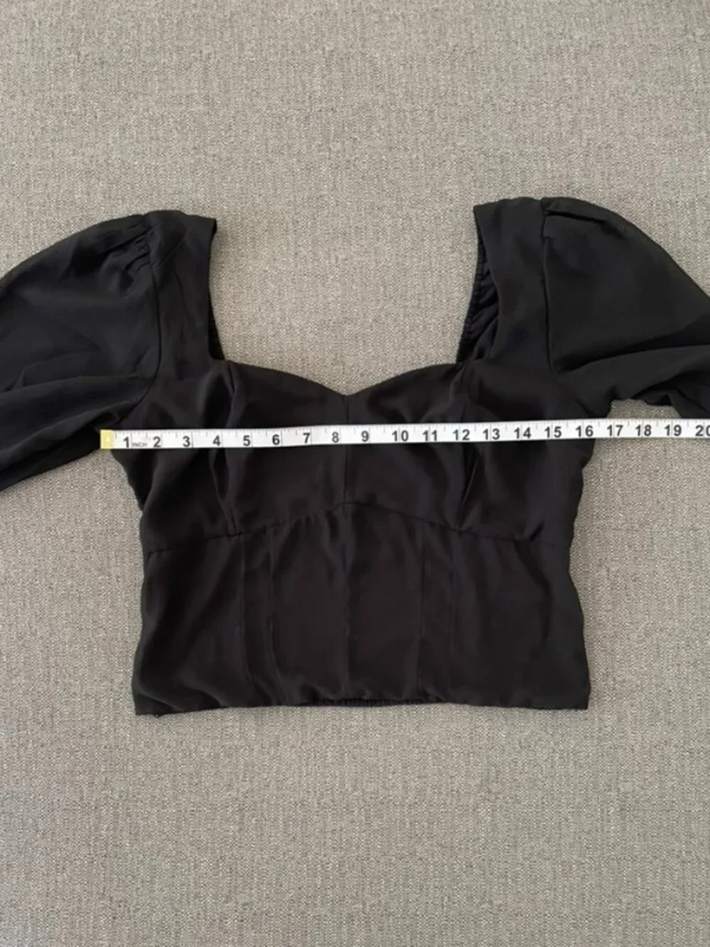 Abercrombie & Fitch Sz M Black Smocked Sheer Long Sleeve Crop Blouse Whimsigoth